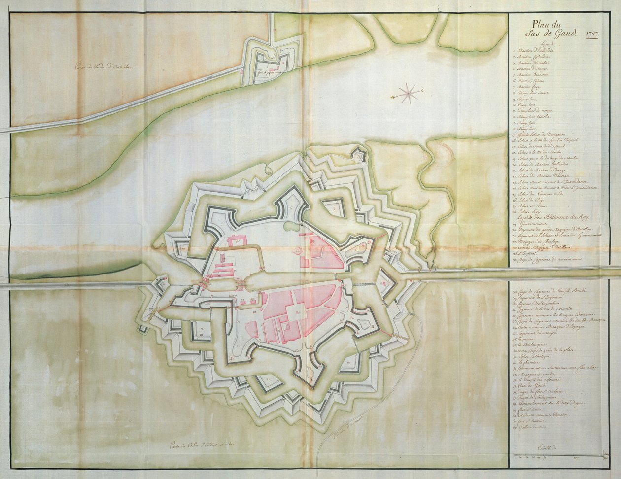 Sas van Gentin kartta, Alankomaat, 1747 (kynä, muste ja wc paperilla) tekijältä French School