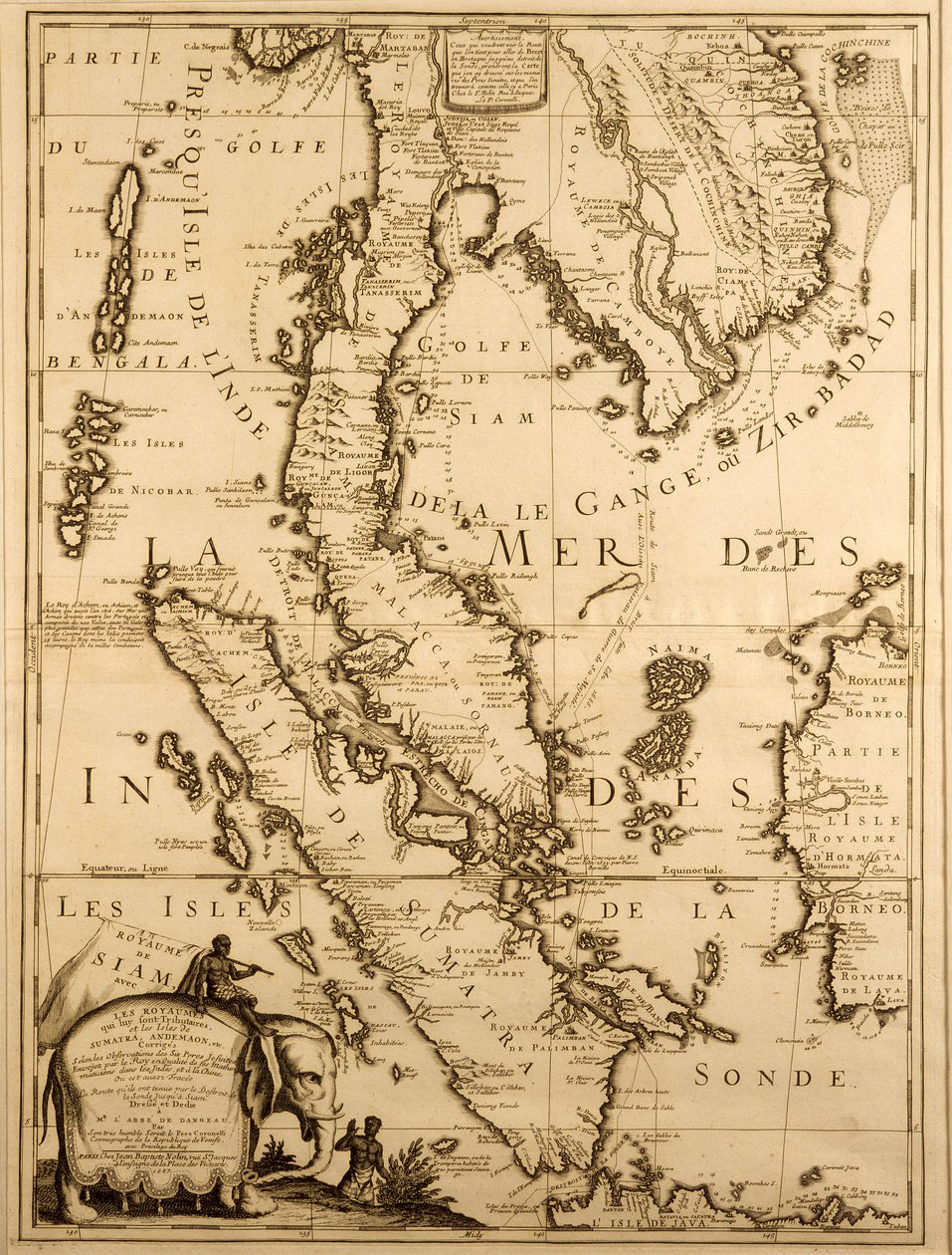 Kaakkois-Aasian kartta, 1687 (muste paperille) tekijältä French School