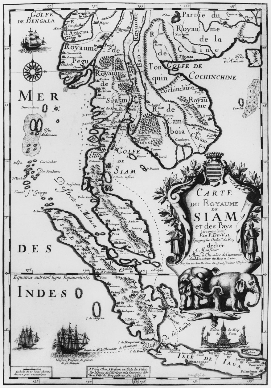 Siamin kuningaskunnan kartta, Pariisi, 1686 tekijältä French School