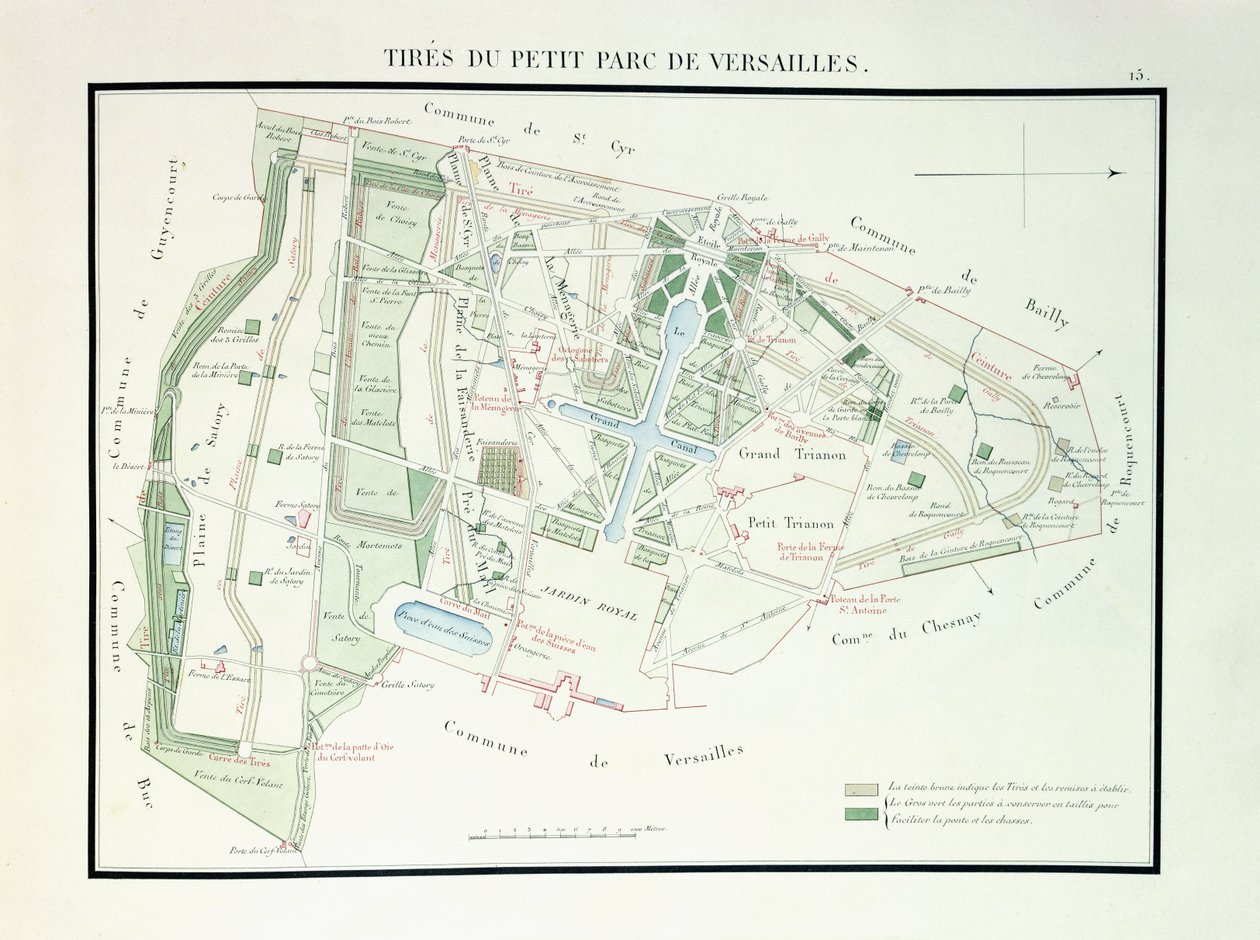Kartta Versaillesin pienestä puistosta, 1818-1819 tekijältä French School