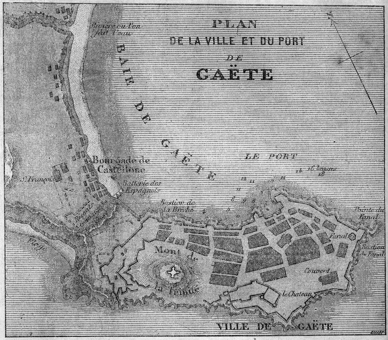 Kartta Gaeten kaupungista ja satamasta (Gaeta), Italia tekijältä French School