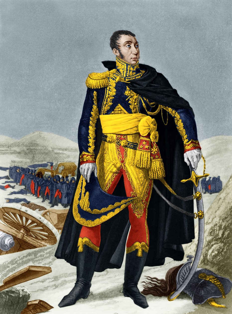 Marechal de Grouchy (värillinen kaiverrus) tekijältä French School