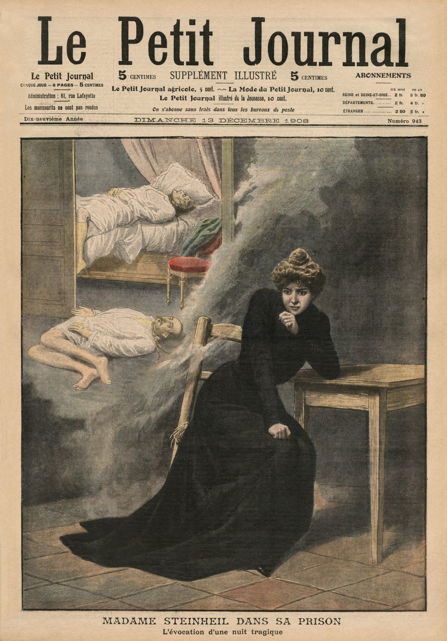 Marguerite Steinheil vankilassa, etukannen kuvitus "Le Petit Journalista", liitekuva, 13. joulukuuta 1908 tekijältä French School