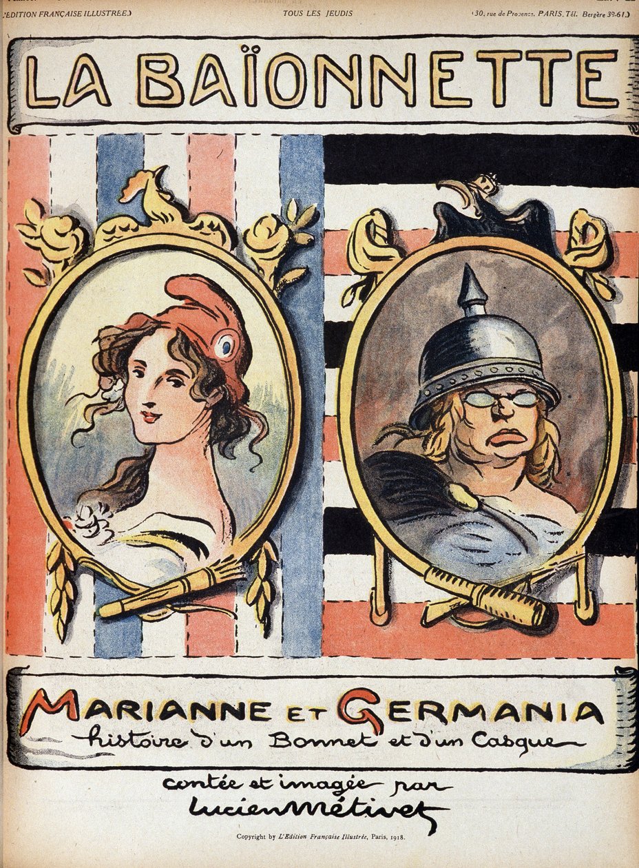 Marianne ja Germania, tarina hatusta ja kypärästä - elokuvassa "La Bayonette" 18.4.1918 tekijältä French School