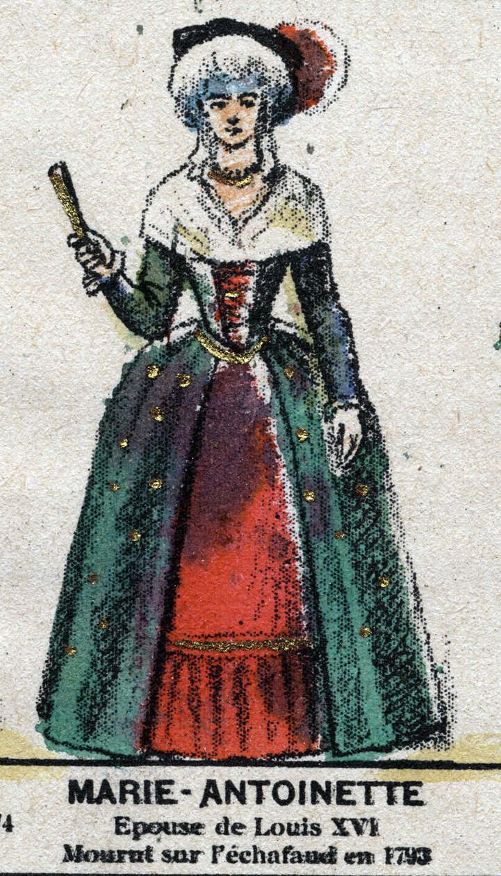 Marie Antoinette (1755-1793), Ranskan kuningatar. "" Galeriede Ranskan kuninkaat ja kuningattaret ja maineikkaat hahmot vuosina 1643-1895" Kuva epinalista. tekijältä French School