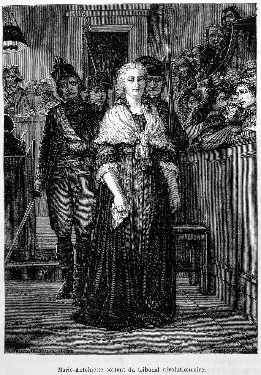 Marie Antoinette lähtee vallankumouksellisesta tuomioistuimesta - kaiverrus - Henri Martinin "" L