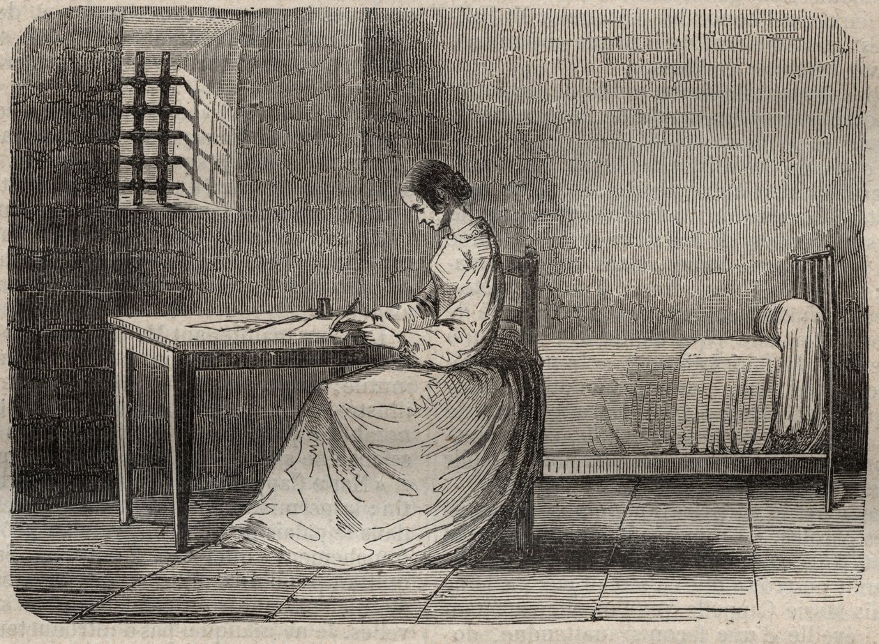 Marie Fortunee Capelle, Marie Lafarge (Madame) (1816-1852) Ranskalainen rikollinen vankilassa - Kaiverrus Armand Fouquierin (1817-18?) "Causes celebres de tous les peuple" 1858-1867 - yksityinen kokoelma tekijältä French School