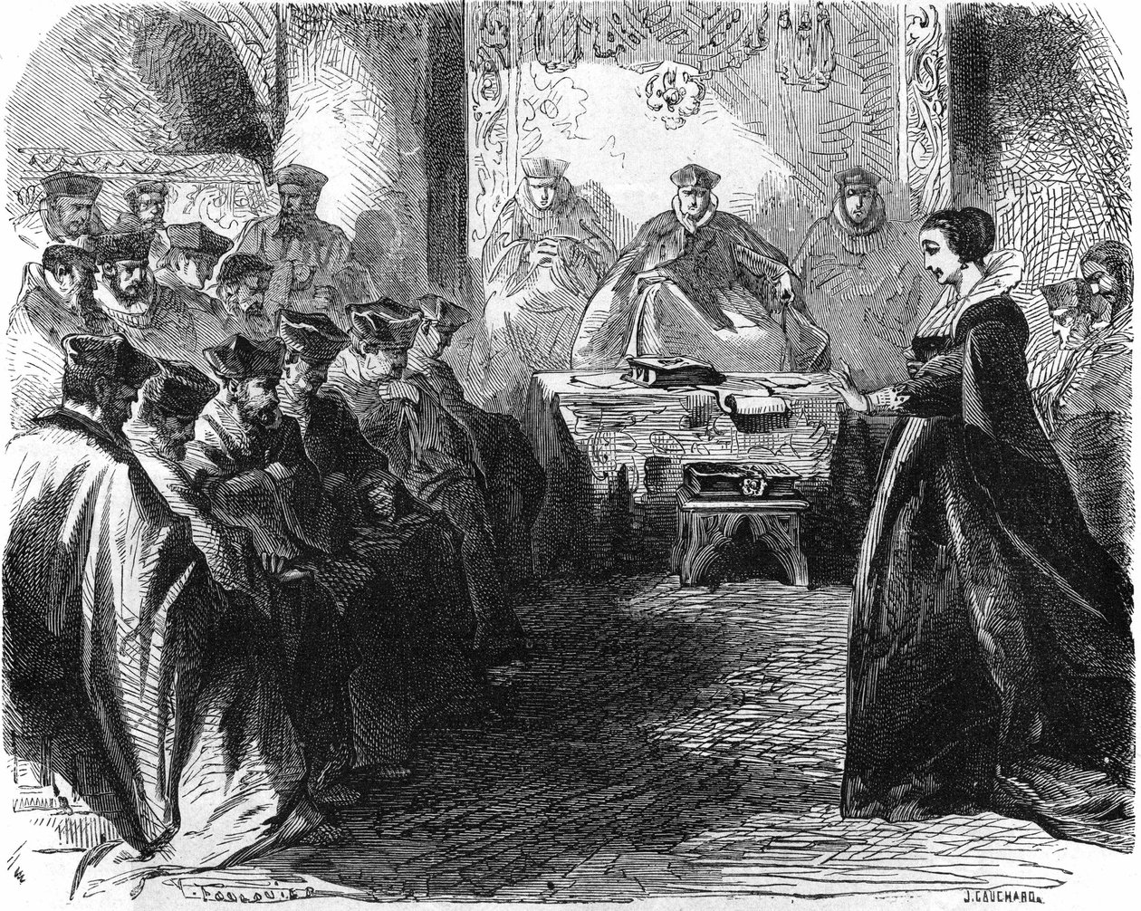 Marie Stuart (1542 = 1587) tuomiossaan vuonna 1587. Teoksessa "" Histoire de la France"", kaiverrus 1800-luvulta. tekijältä French School
