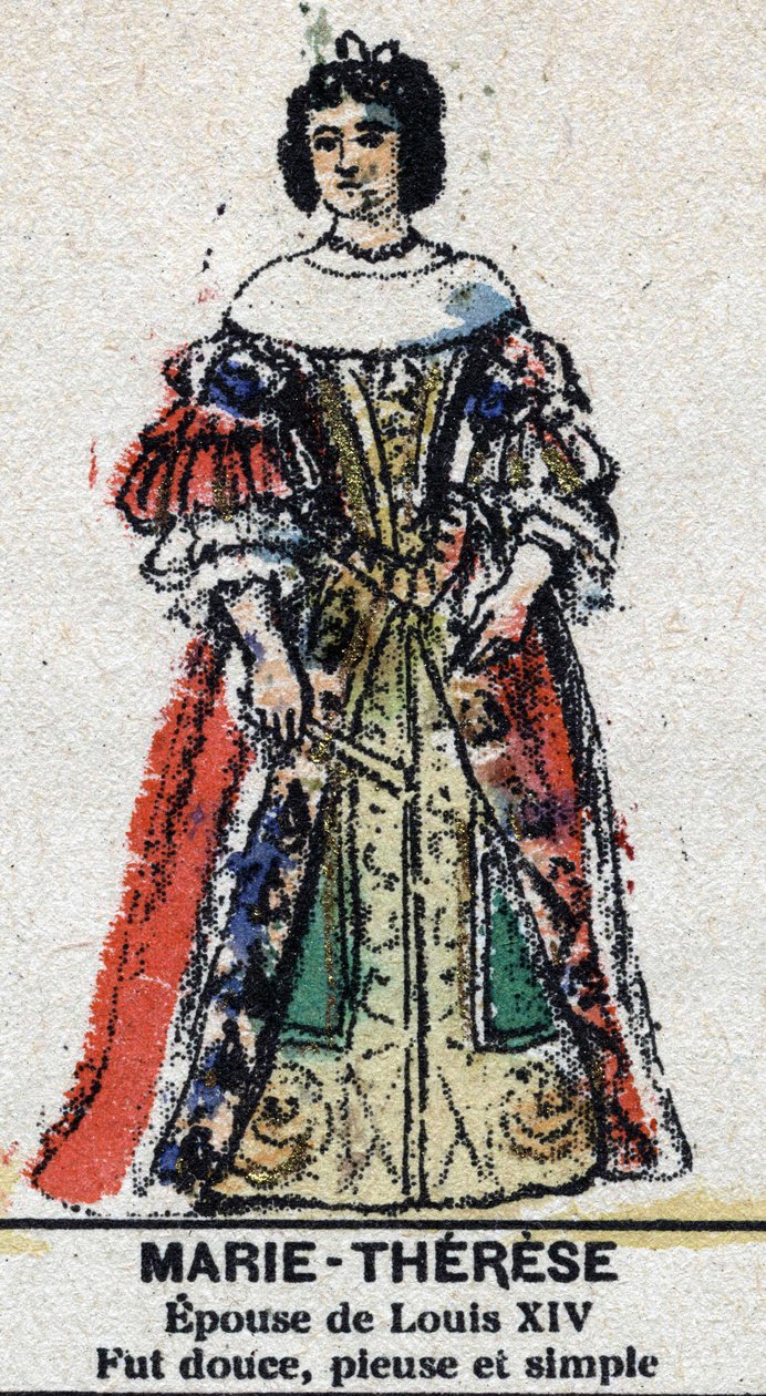 Marie Therese Itävalta (1638-1683), Ranskan kuningatar. "" Galeriede Ranskan kuninkaat ja kuningattaret ja maineikkaat hahmot vuosina 1643-1895" Kuva epinalista. tekijältä French School