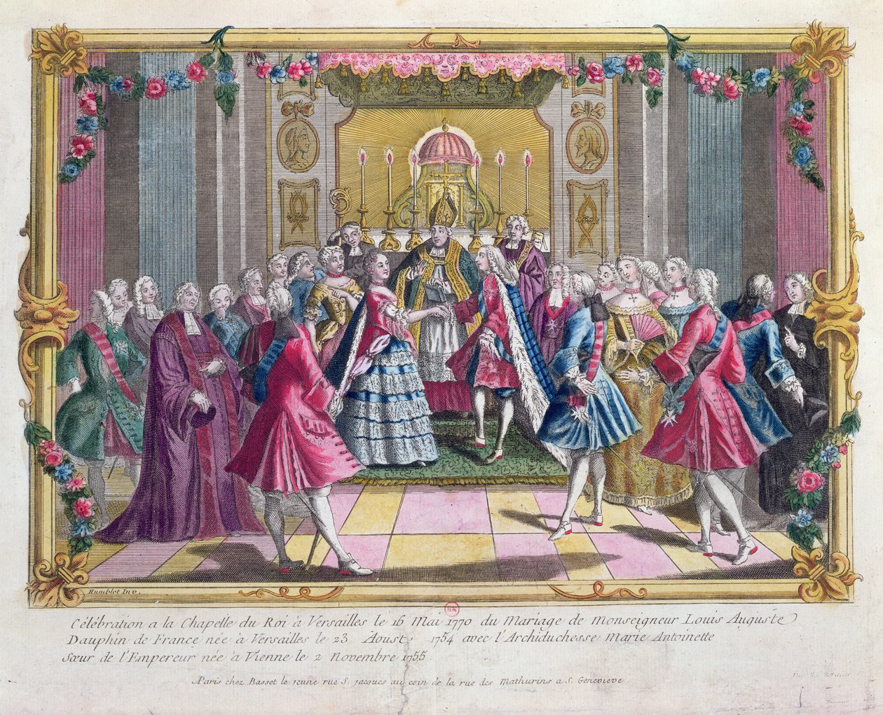 Ranskan Dauphinin (tuleva Louis XVI) häät arkkiherttuatar Marie-Antoinetten kanssa Versailles