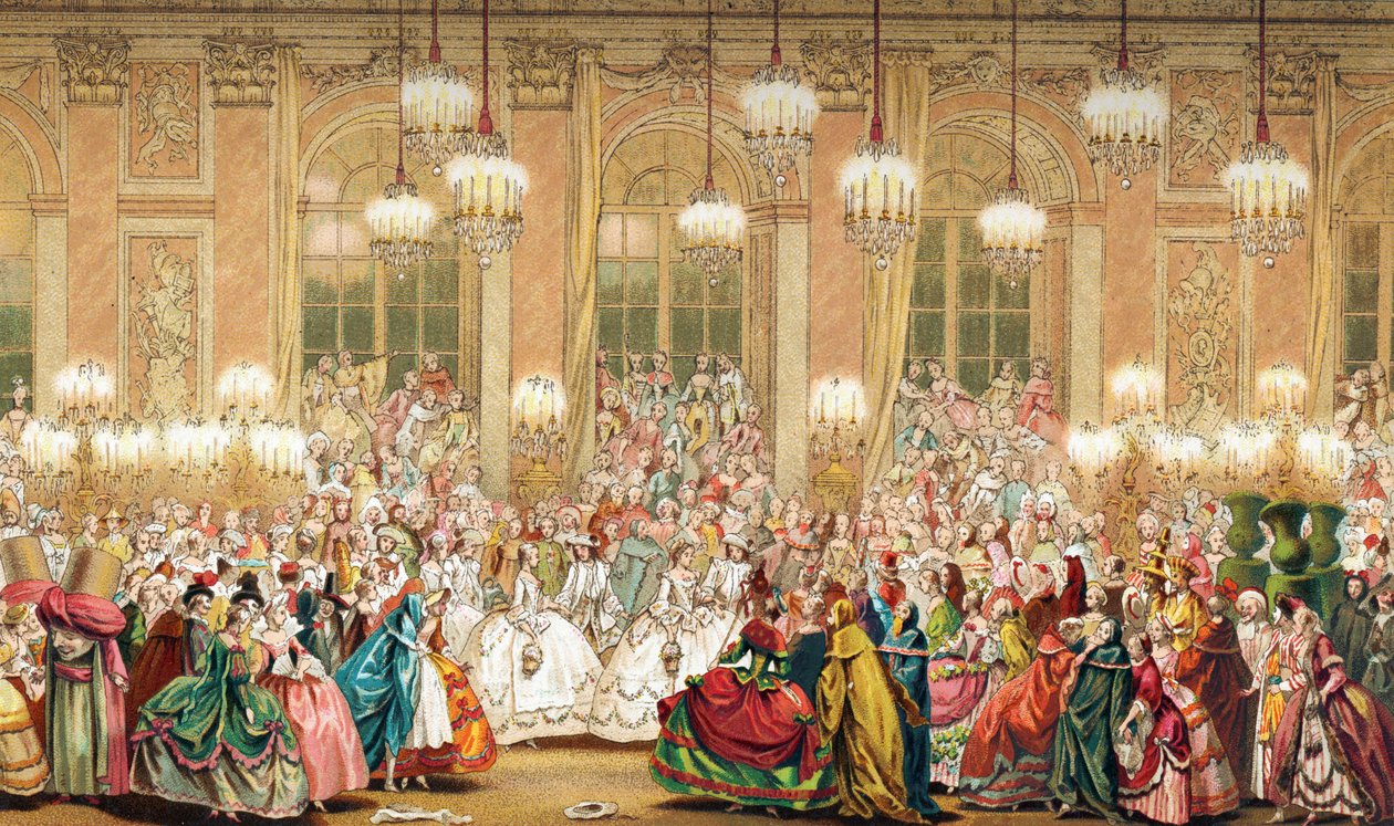 Naamiotanssiaiset Ludvig XV:n hovissa tekijältä French School