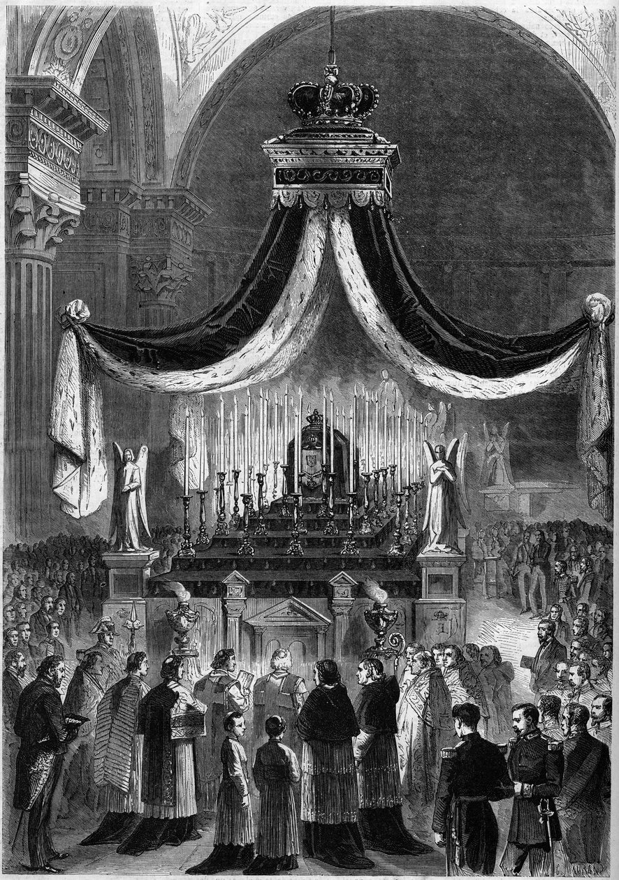 Messu vietettiin Madeleinen kirkossa Pariisissa 21. marraskuuta 1861 Portugalin kuninkaan Pietari V:n (Pedro V) ja hänen veljensä Fernandin (Fernandon) muistoksi. Kaiverrus "" Le Monde Illustré" -julkaisussa nro 242, 30. marraskuuta tekijältä French School