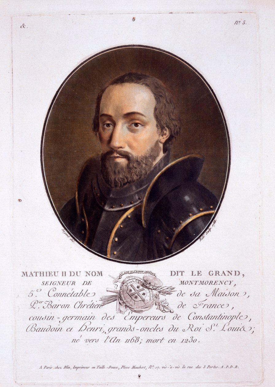 Mathieu II de Montmorency, teoksesta Muotokuvia suurista miehistä, maineikkaista naisista ja ikimuistoisista Ranskan kohteista, julkaistu 1787-92 tekijältä French School