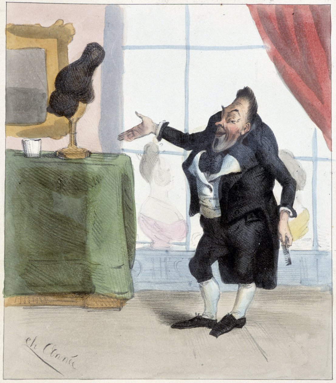 Mayeux peruukki, c. 1850 tekijältä French School