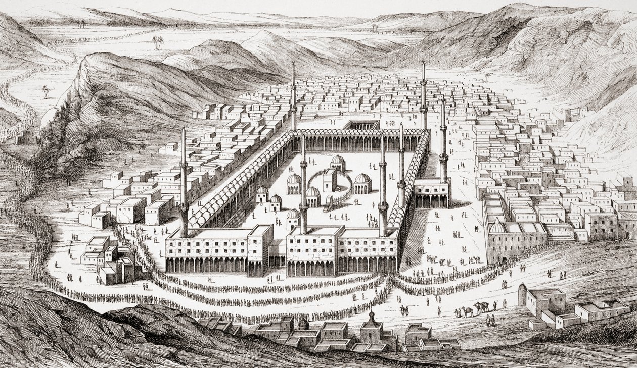 Mekka, Saudi-Arabia, antiikin ja nykyajan universaalista historiasta, julkaistu Strasbourgissa n. 1860 (kaiverrus) tekijältä French School