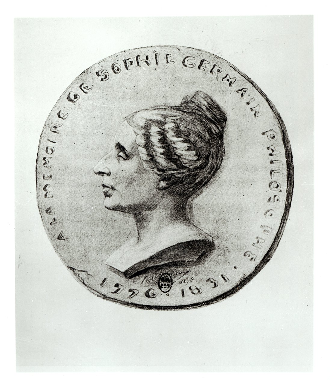 Sophie Germainiä (1776-1831) kuvaava mitali tekijältä French School