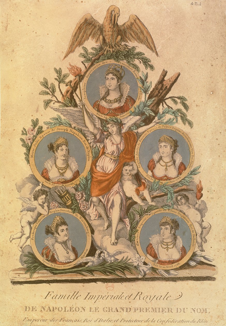 Napoleon I:n keisarillisen perheen jäseniä edustavat mitalit: keisarinna Josephine; Marie Julie, Joseph Napoleonin vaimo; Napolin kuningas; Augusta Amelia Baijerista; Frederica Catherine of Wur tekijältä French School