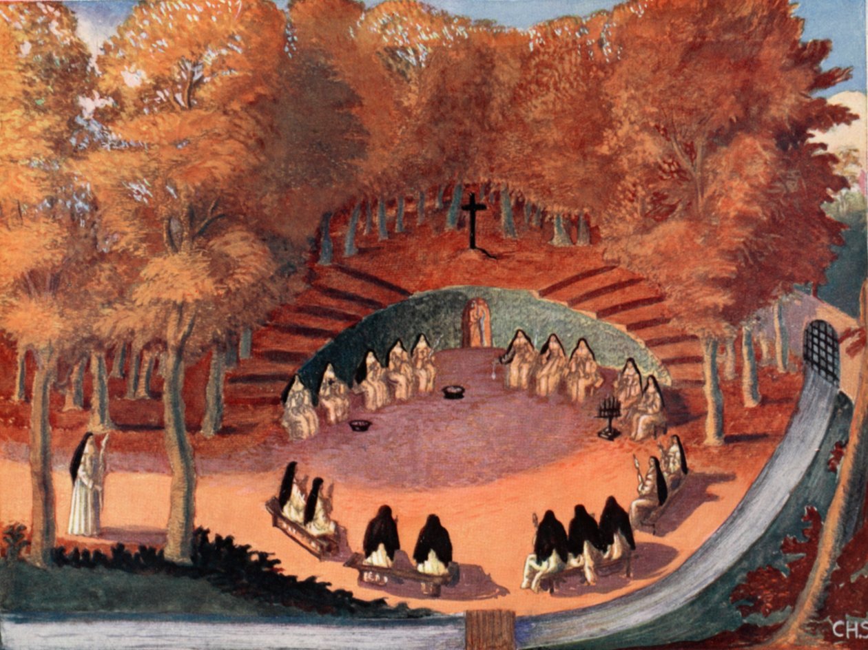 Meditaatio Port-Royalin pasianssista, kopio M. Charles Sanlaville (fl.1920-30), kuvitus Histoire de la Nation Francaisesta, Gabriel Hanotaux (1853-1944), 1924 tekijältä French School