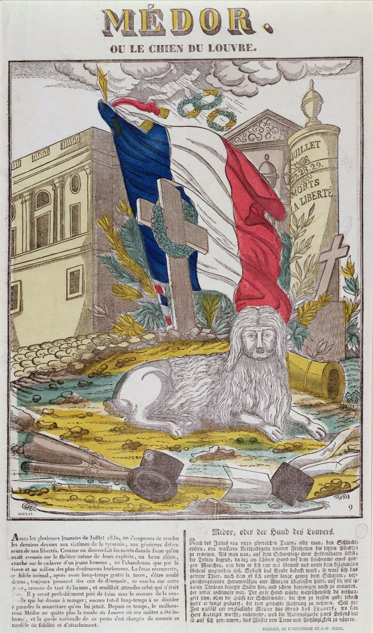 Medor, uskollinen Louvren koira, noin 1831 tekijältä French School