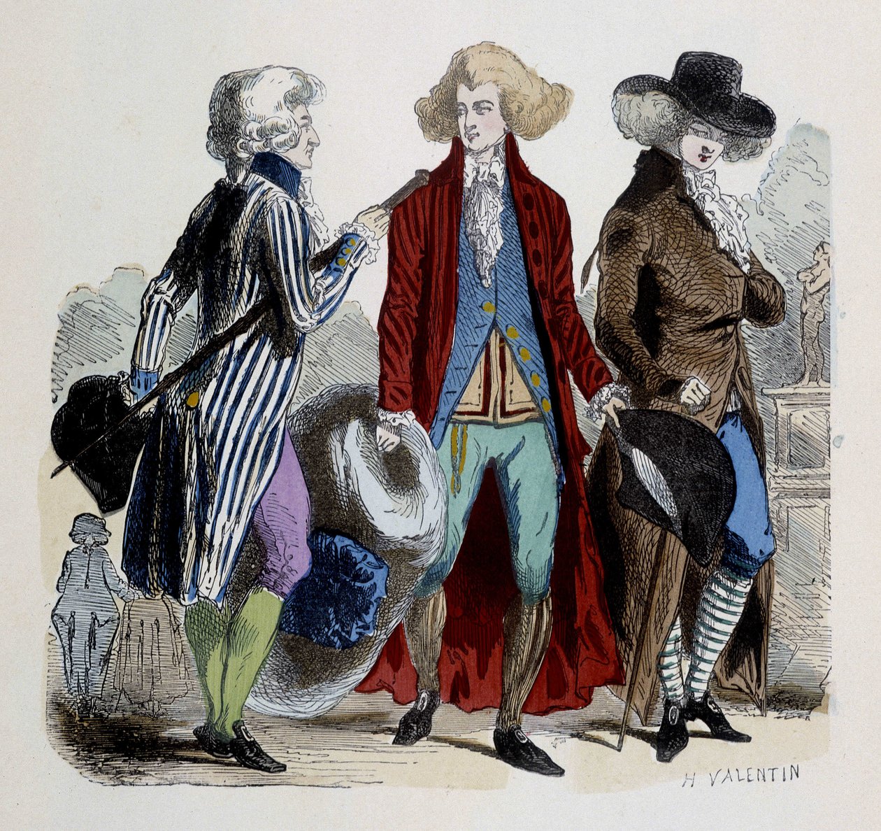 Miesten muoti Pariisissa vuonna 1787. tekijältä French School