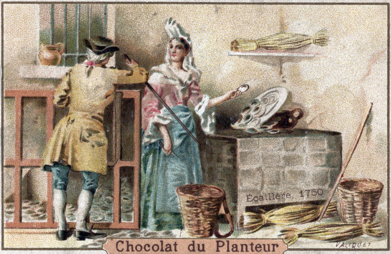 Metier katosi: ecailleren eli osterimyyjän esitys tyypillisessä lippiksessä Pariisissa vuonna 1750 (Oyster shucker of Paris tekijältä French School