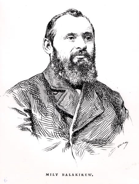 Mily Aleksejevitš Balakirev (1837-1910), kuvitus Albert Soubiesin teoksesta "The History of Music in Russia", julkaistu Pariisissa tekijältä French School