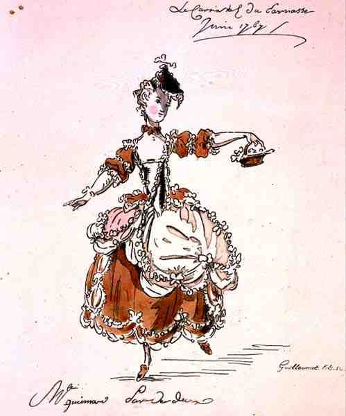 Neiti Guimard Terpsichorena, Louis Fuzelierin (1677-1752) libretossa, säveltänyt Mondonville, faksimile A. Guillaumot Fils tekijältä French School