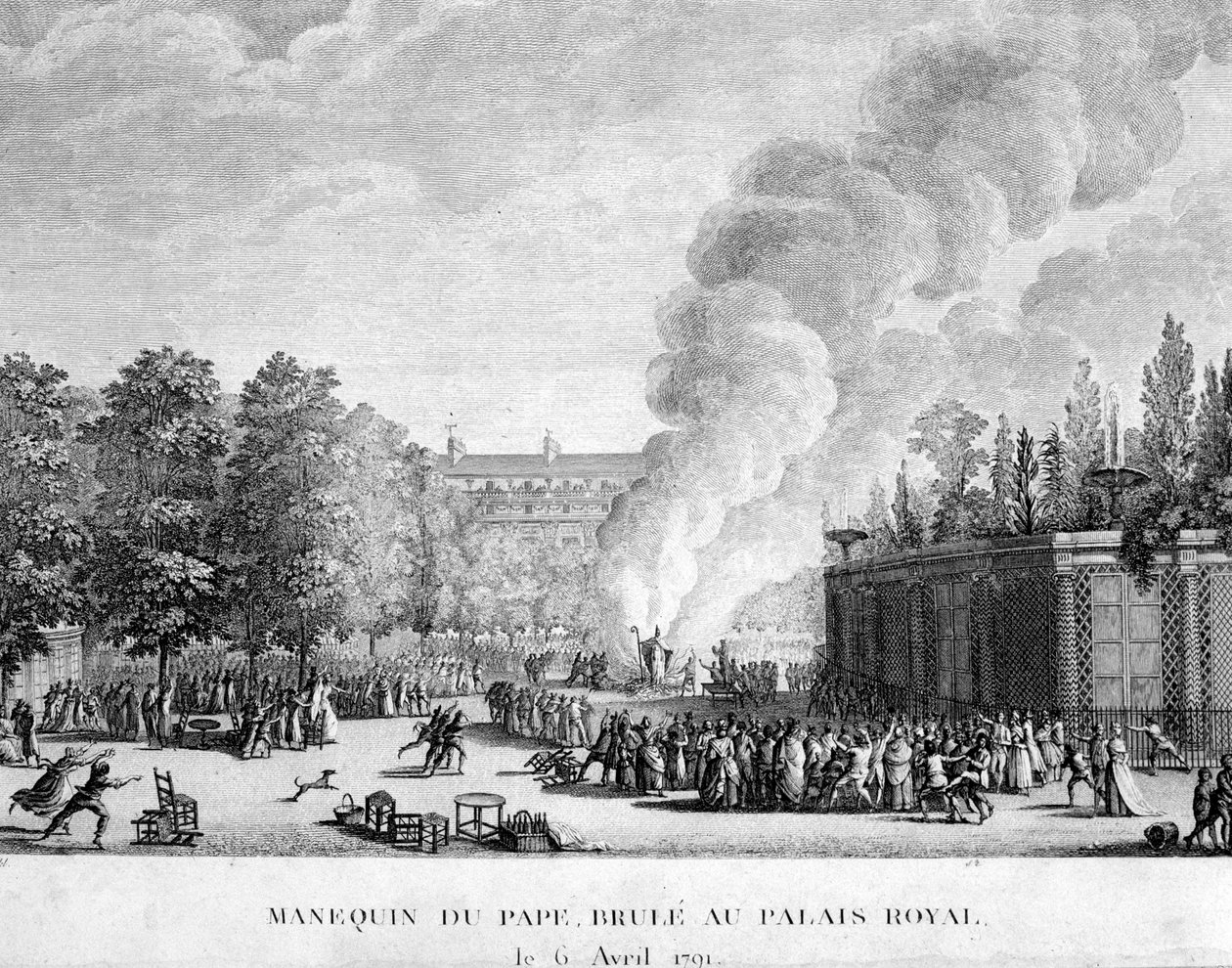 Paavin pienoismalli poltettiin kuninkaanlinnassa 6. huhtikuuta. tekijältä French School