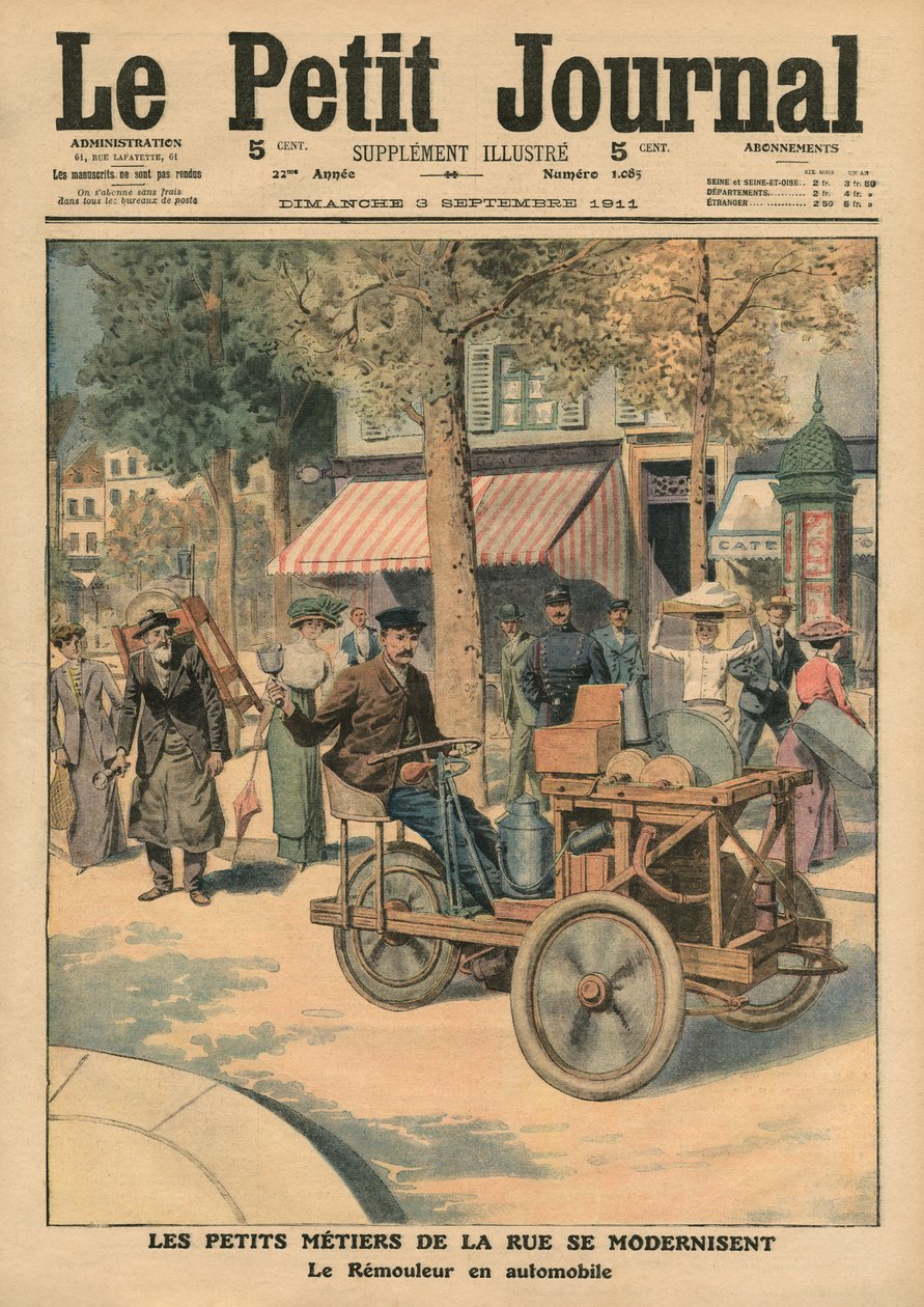 Katutyön modernisointi, veitsimylly autossa, kuvitus 
