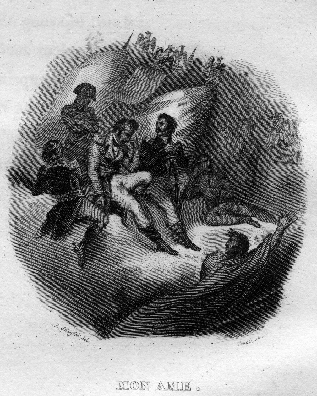 Ranskalaisen runoilijan ja lauluntekijän Pierre Jean de Berangerin (1780-1857) Mon soul Chanson de Beranger teoksessa "Oeuvres valmistuu" (1834). tekijältä French School