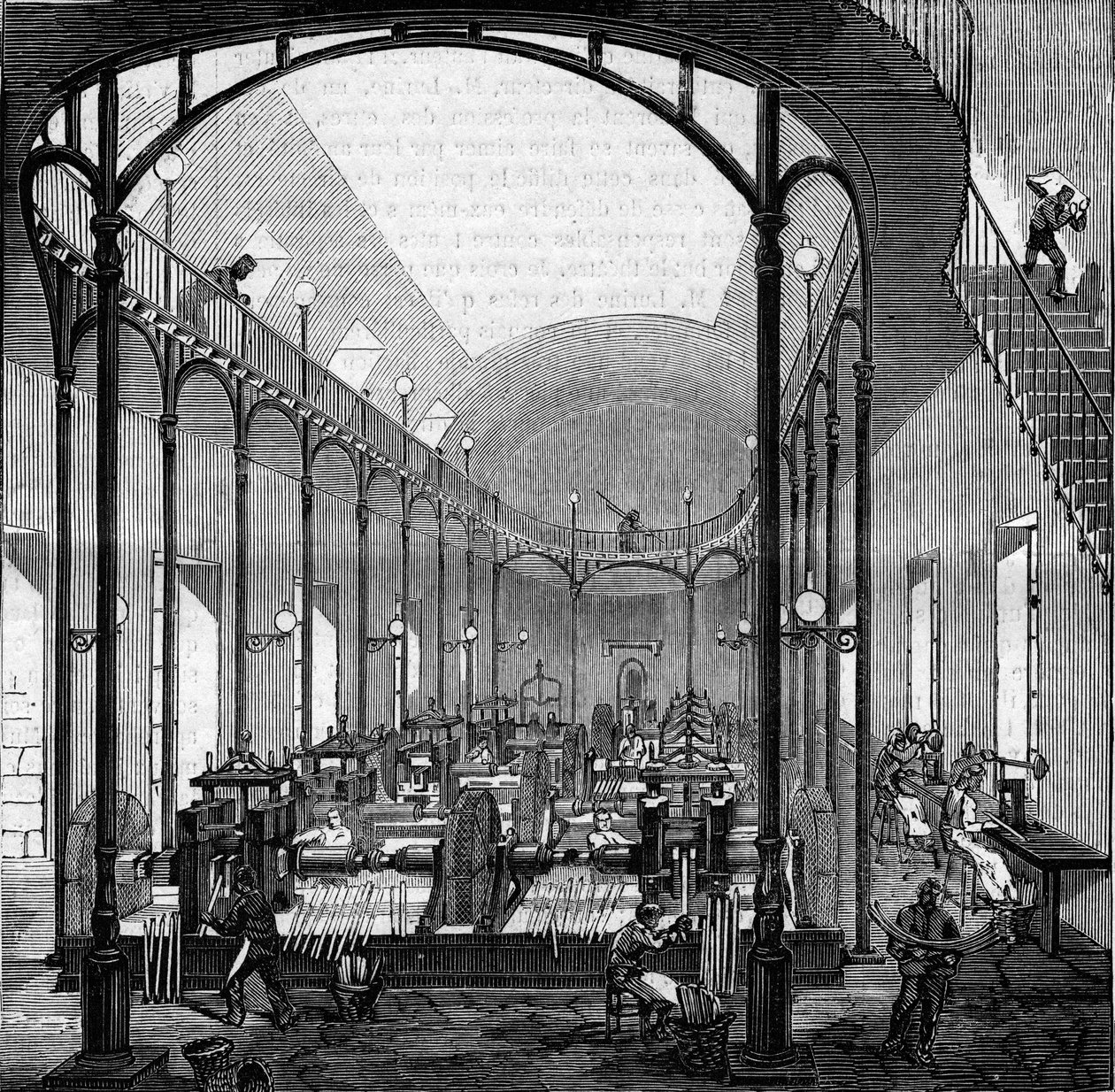 Rahanteko: valssaus ja leikkaaminen. Kaiverrus "" Le Monde Illustré" -julkaisussa nro 145, 21. tammikuuta 1860. tekijältä French School