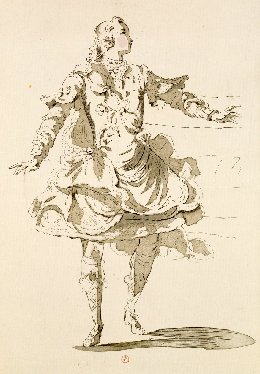Monsieur Jeliotte Pygmalionina, Bygmalionissa, Lamotten libretto, säveltäjä Jean-Philippe Rameau (1683-1764) 1748 (värikaiverrus) tekijältä French School