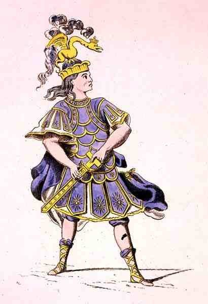 Monsieur Le Kain Akhilleuksena, Iphigeniassa Aulisissa, kirjoittanut Jean Racine (1639-99) 1679 (värikaiverrus) tekijältä French School