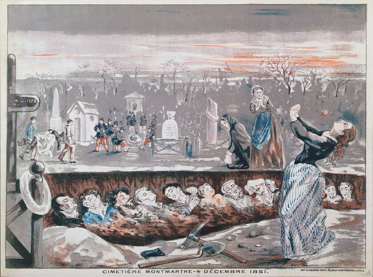 Montmartren hautausmaa, 4. joulukuuta 1851 (värilitografia). tekijältä French School