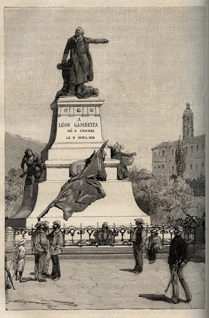 Monumentti Leon Gambettalle (1838-1882), kirjoittanut Alexandre FALGUIERE (1831-1900) - Cahors - kaiverrus "" PATRIE"" - PECTURE Vaadittava KUVAUS RANSKASTA 6 OSIAAN LUCIEN HUARD - 1800-luvun loppu tekijältä French School