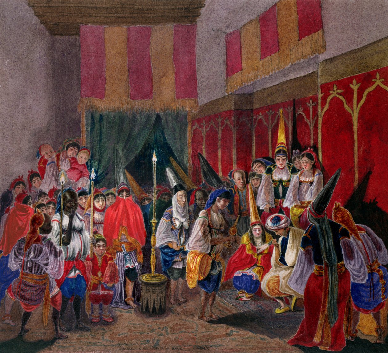 Maurilaiset häät Algeriassa, n. 1840-45 (wc paperilla) tekijältä French School