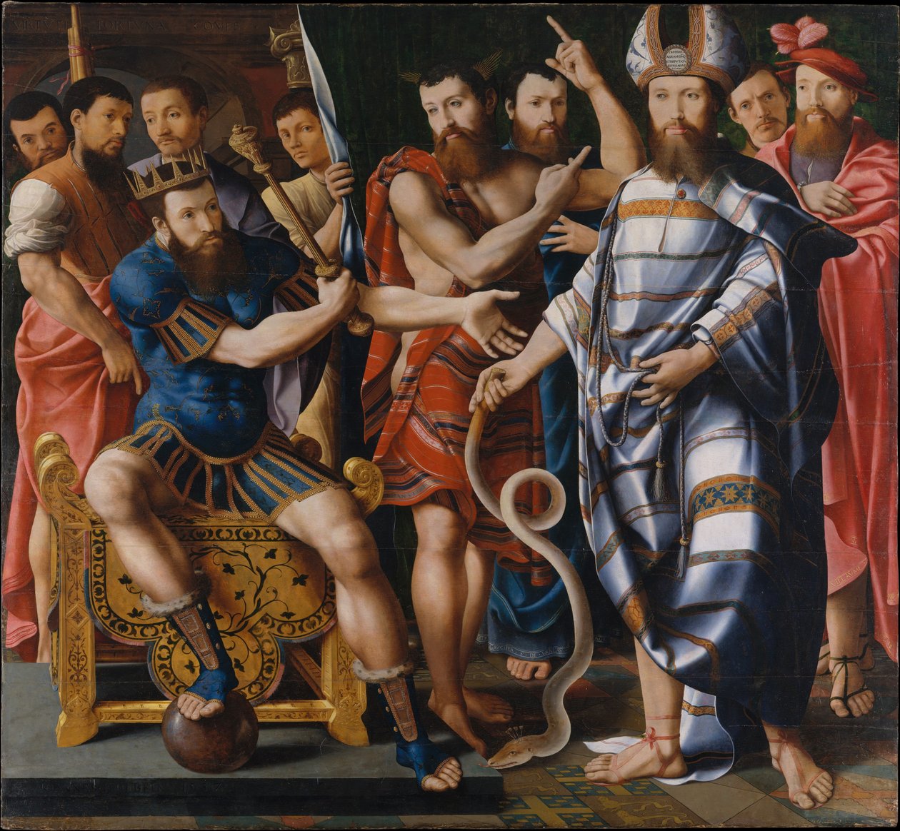 Mooses ja Aaron faraon edessä: Allegoria Dintevillen perheestä, 1537 tekijältä French School