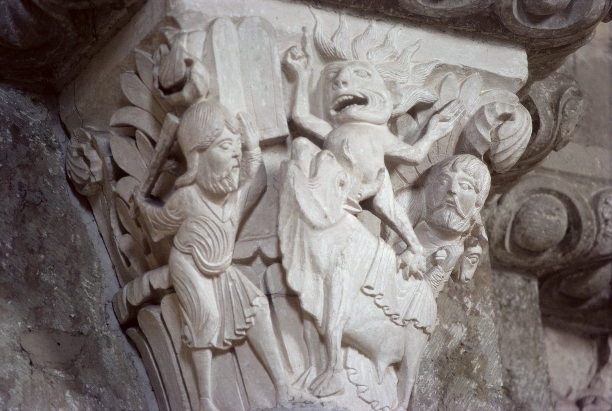 Mooses ja kultainen vasikka, pääomarelief, n. 1130 tekijältä French School