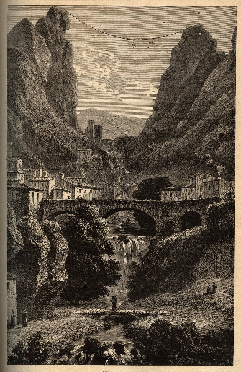 Moustiers-Sainte-Marie (Moustiers Sainte Marie) - Alpes-de-Haute-Provence - kaiverrus kirjaimella "" PATRIE" - PIQUE KUVAUS RANSKASTA 6 NITEESSÄ LUCIEN HUARDIN TEKIJÄ - 1800-luvun loppu tekijältä French School