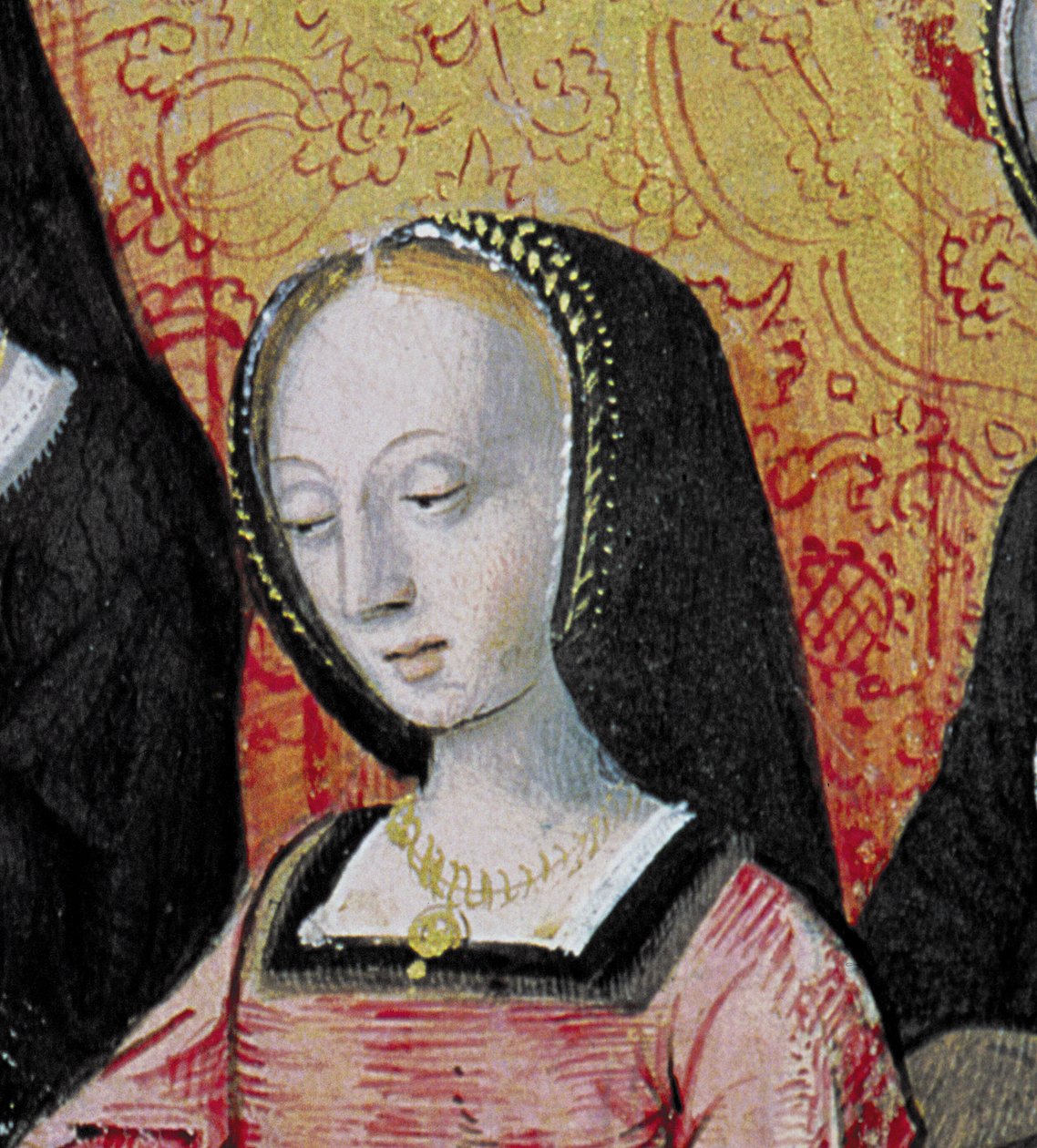 Ms.17 fol.1 Tekijä, joka tarjoaa kirjansa Anne of Bretagnen (1477-1514) Vie des Femmes Celebresistä, n. 1505 (yksityiskohta 153785) tekijältä French School
