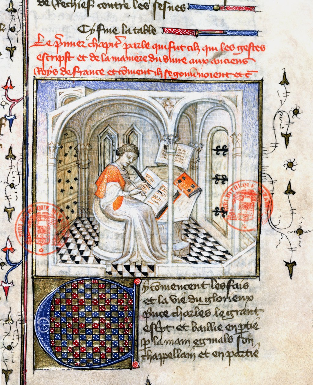 Ms.2028 Monk Writing, Chroniques de Saint-Denis tekijältä French School