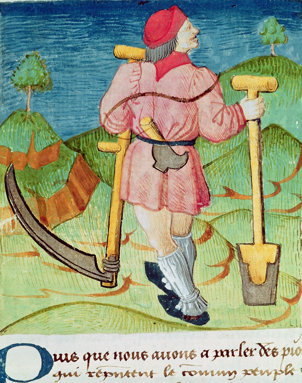 Ms.3066 fol.39v Työväentekijä, Le Livre des echecs moralisesista, Jacques de Cessoles tekijältä French School