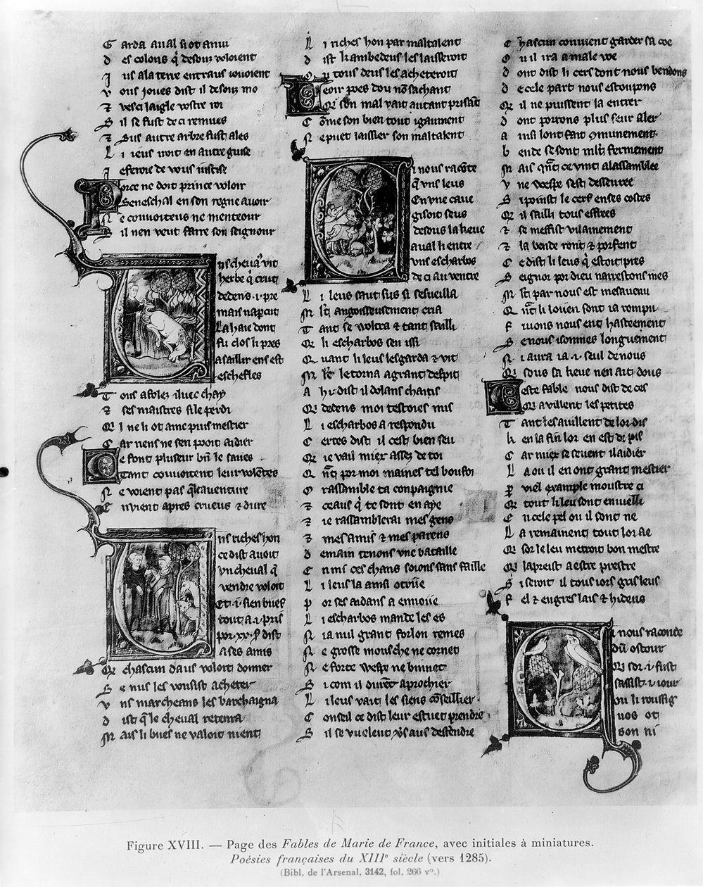 Ms.3142 fol.266 Fables by Marie de France (fl.12th century), ranskalaisten runojen antologiasta, n. 1280-1290 tekijältä French School