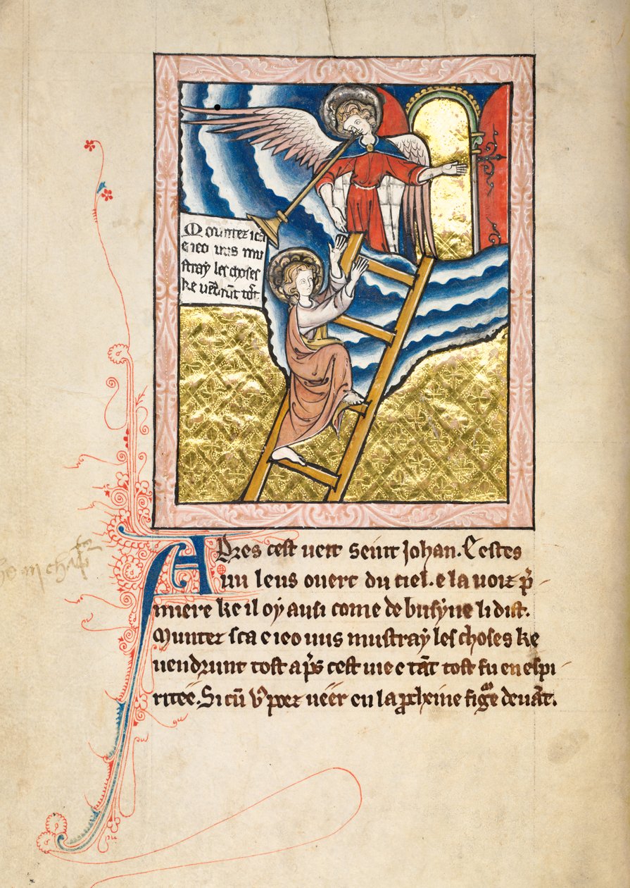 Ms65 f12v, Commentary on the Apocalypse of St John, 1200-luvun loppu (kynä & muste ja tempera perunakalvolla) tekijältä French School