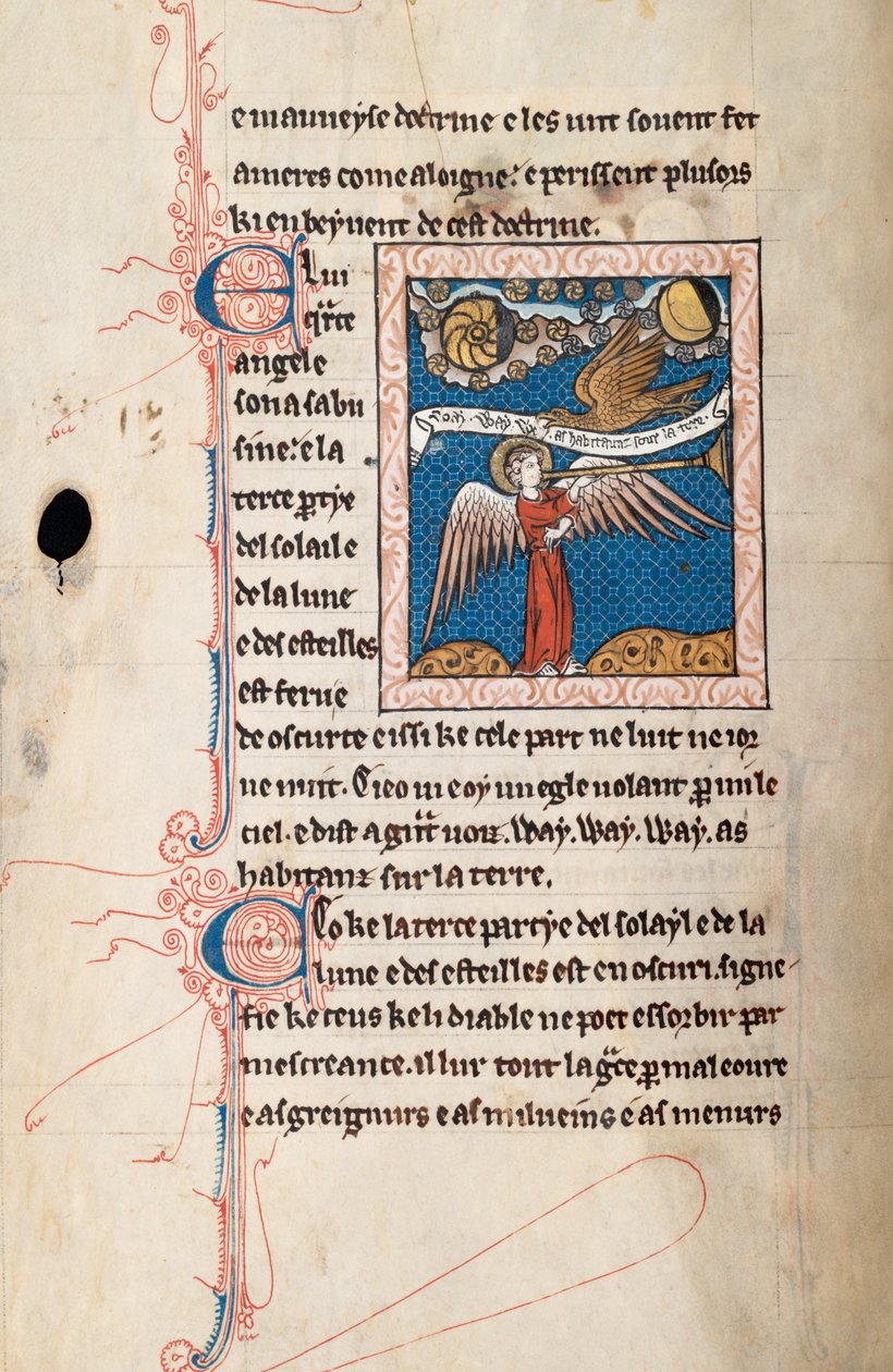 Ms65 f29v, Commentary on the Apocalypse of St John, 1200-luvun loppu (kynä & muste ja tempera perunakalvolla) tekijältä French School
