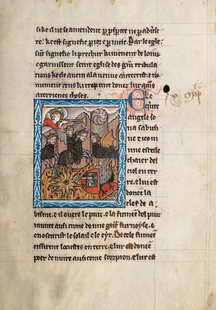 Ms65 f30r, Commentary on the Apocalypse of St John, 1200-luvun loppu (kynä & muste ja tempera perunakalvolla) tekijältä French School