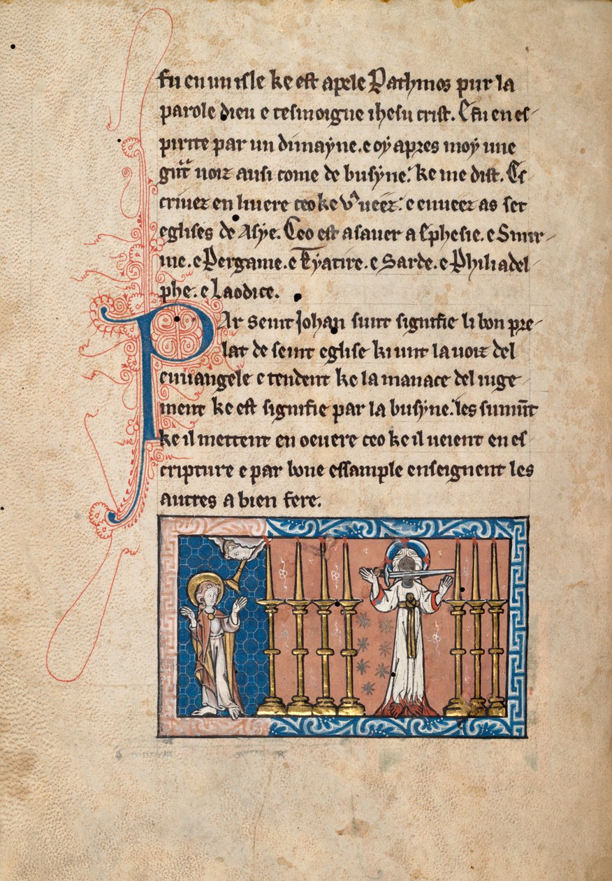 Ms65 f3v, Commentary on the Apocalypse of St John, 1200-luvun loppu (kynä & muste ja tempera perunakalvolla) tekijältä French School