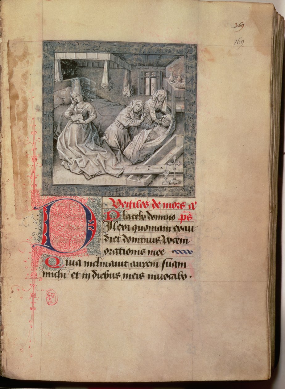 Ms.76 f.2 full.169r Kuolema, hautaus ja hautaus, Burgundin herttuan aukioloajoista 1454-55 tekijältä French School