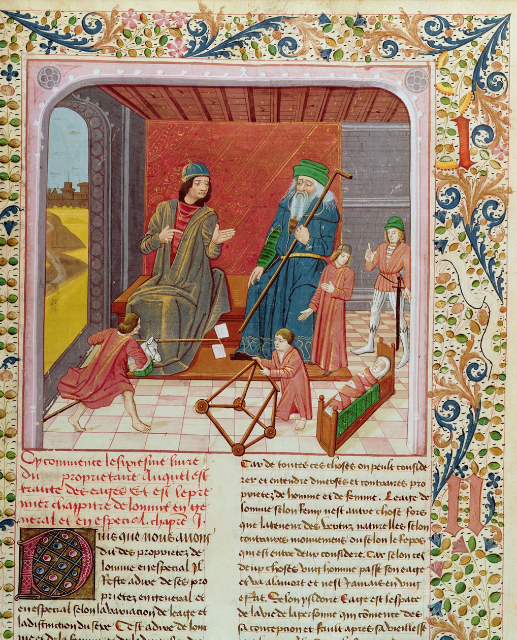 Ms.Fr.218 The Six Ages of Man from Des Proprietez des Choses, Bartholomeus Anglicus tekijältä French School
