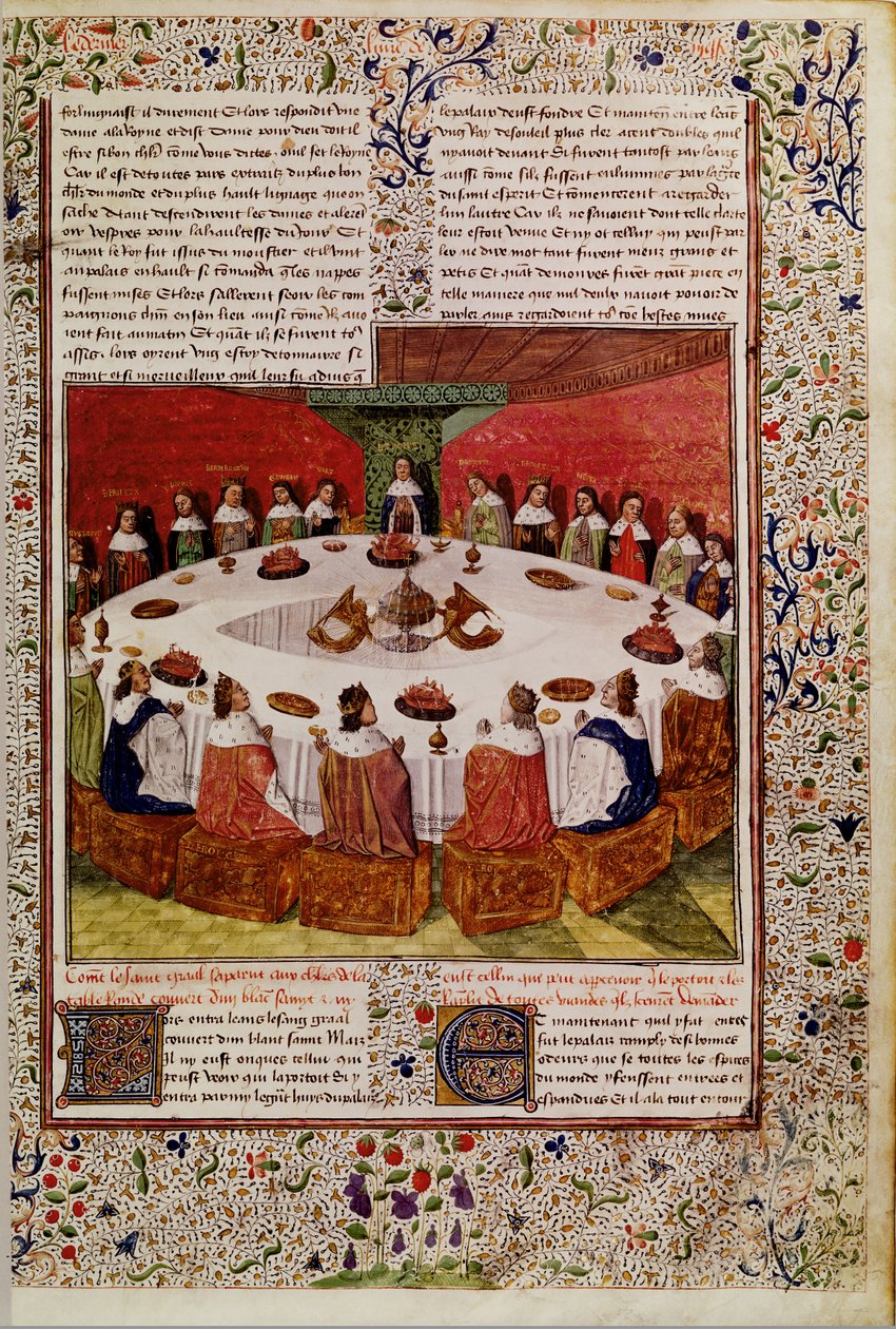 Ms.Fr. 112 f.5 Pyhän Graalin ilmestyminen Queste del Saint Graalista, n. 1470 tekijältä French School